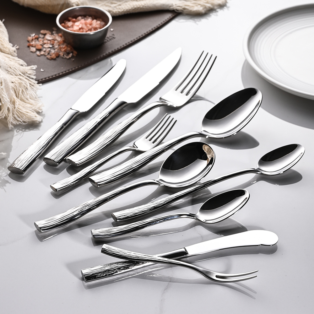 Modern Luxury Textured Stainless Flatware（images 3）