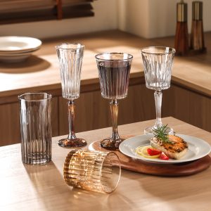 Classic Ribbed Crystal Glassware Set