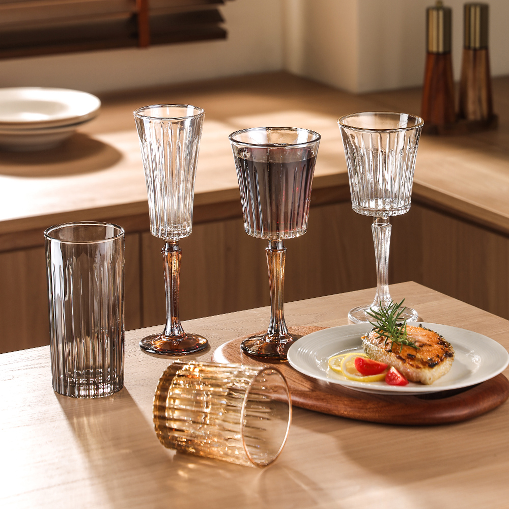 Classic Ribbed Crystal Glassware Set