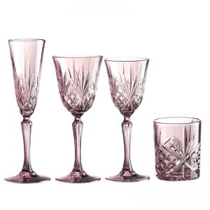 Romantic Pink Diamond-Cut Glassware