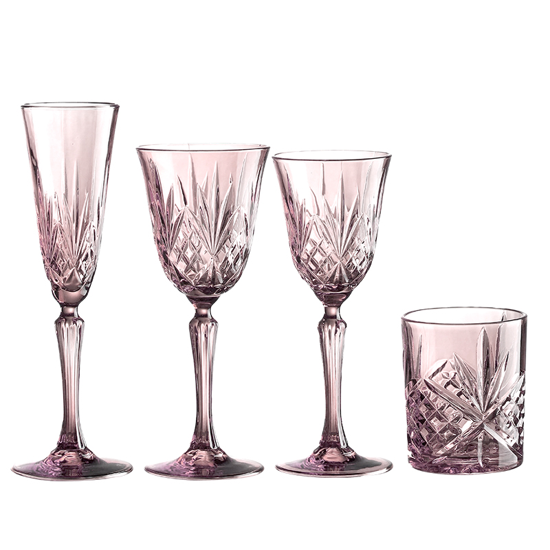 Romantic Pink Diamond-Cut Glassware