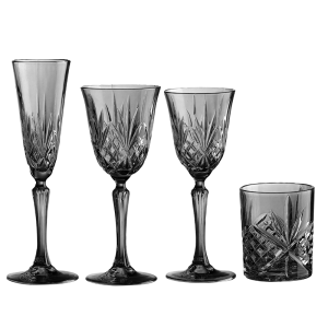 Modern Smoke Diamond-Cut Glassware
