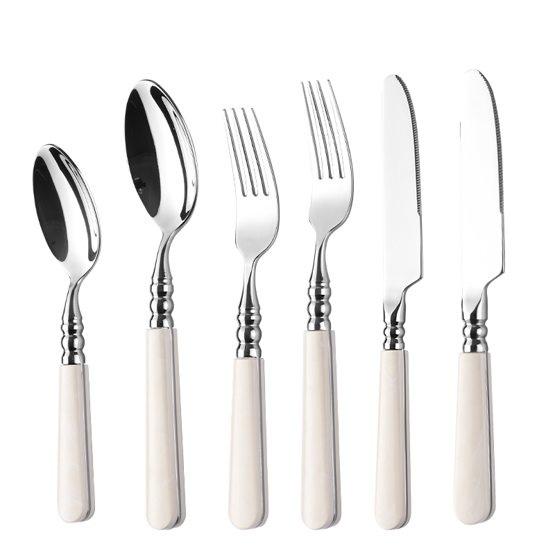 White ABS Handle Stainless Flatware Set（images 4）