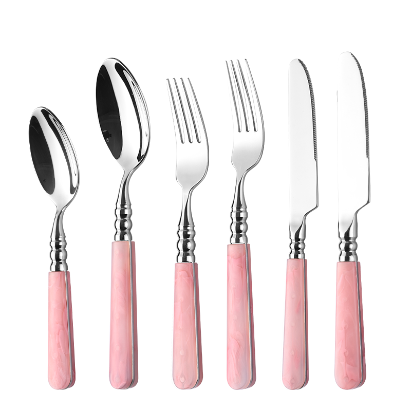 Pink ABS Handle Stainless Flatware Set(images 3)