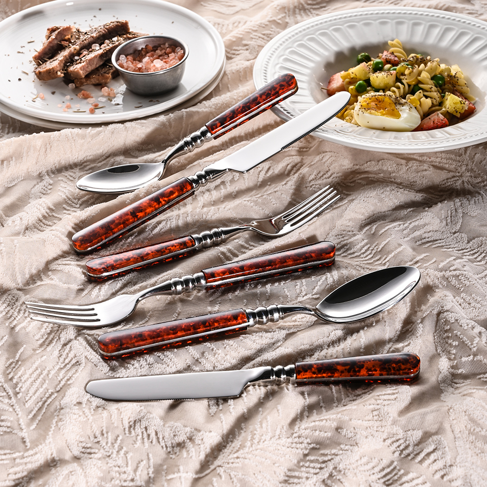 Tortoiseshell ABS Handle Flatware Set（images 3）