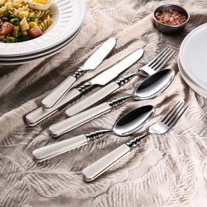 White ABS Handle Stainless Flatware Set