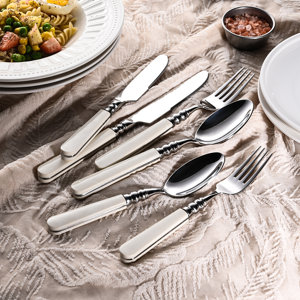 White ABS Handle Stainless Flatware Set（images 1）