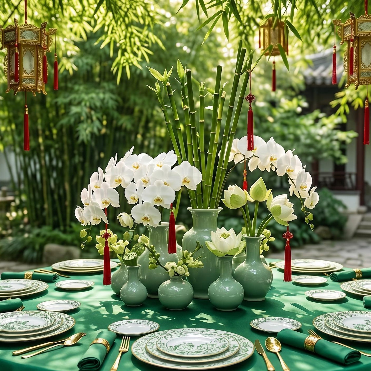 Chinoiserie Green Bird Charger Plate（images 7）