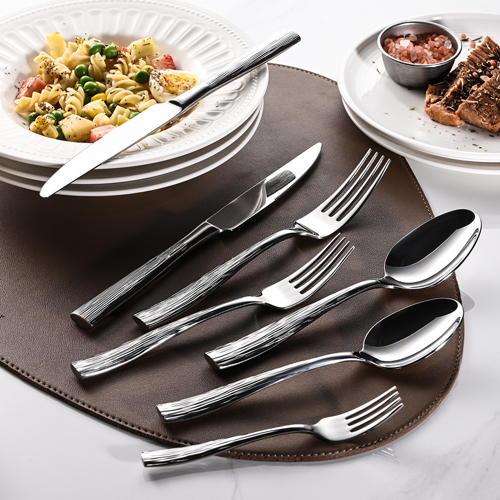 Modern Luxury Textured Stainless Flatware（images 5）