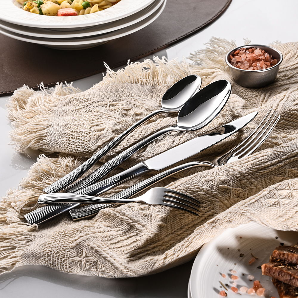 Modern Luxury Textured Stainless Flatware（images 10）