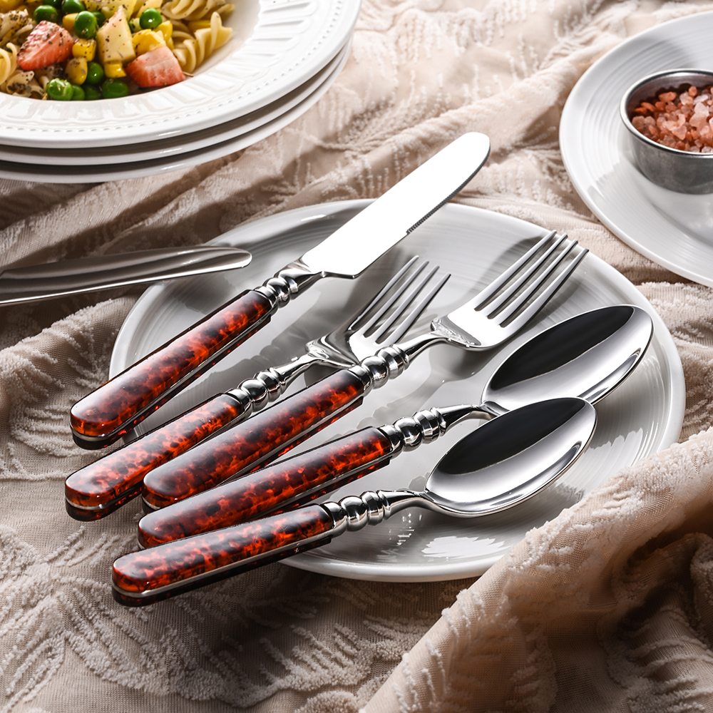 Tortoiseshell ABS Handle Flatware Set