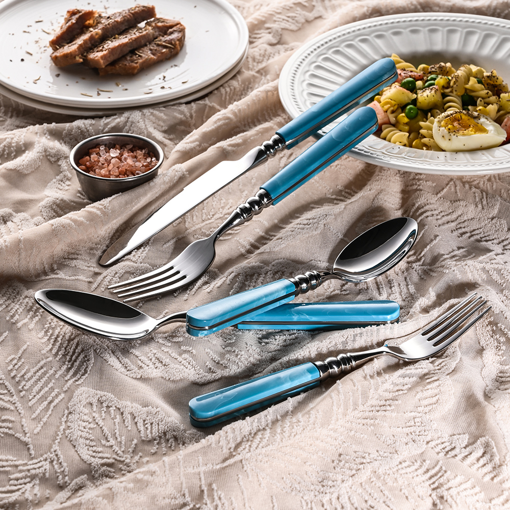 Blue ABS Handle Stainless Flatware Set(images 3)