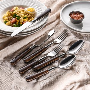 Brown ABS Handle Stainless Flatware Set