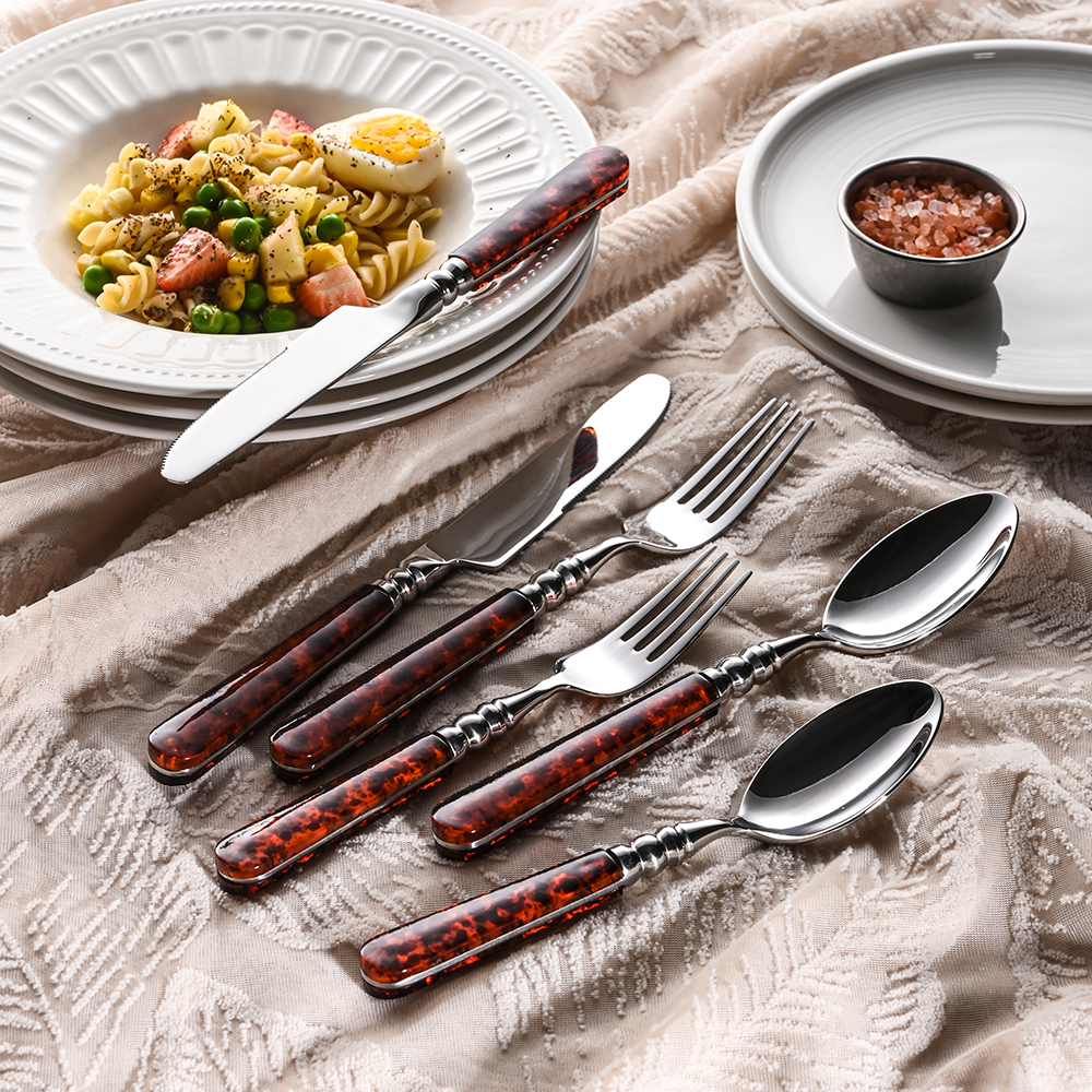 Tortoiseshell ABS Handle Flatware Set（images 2）