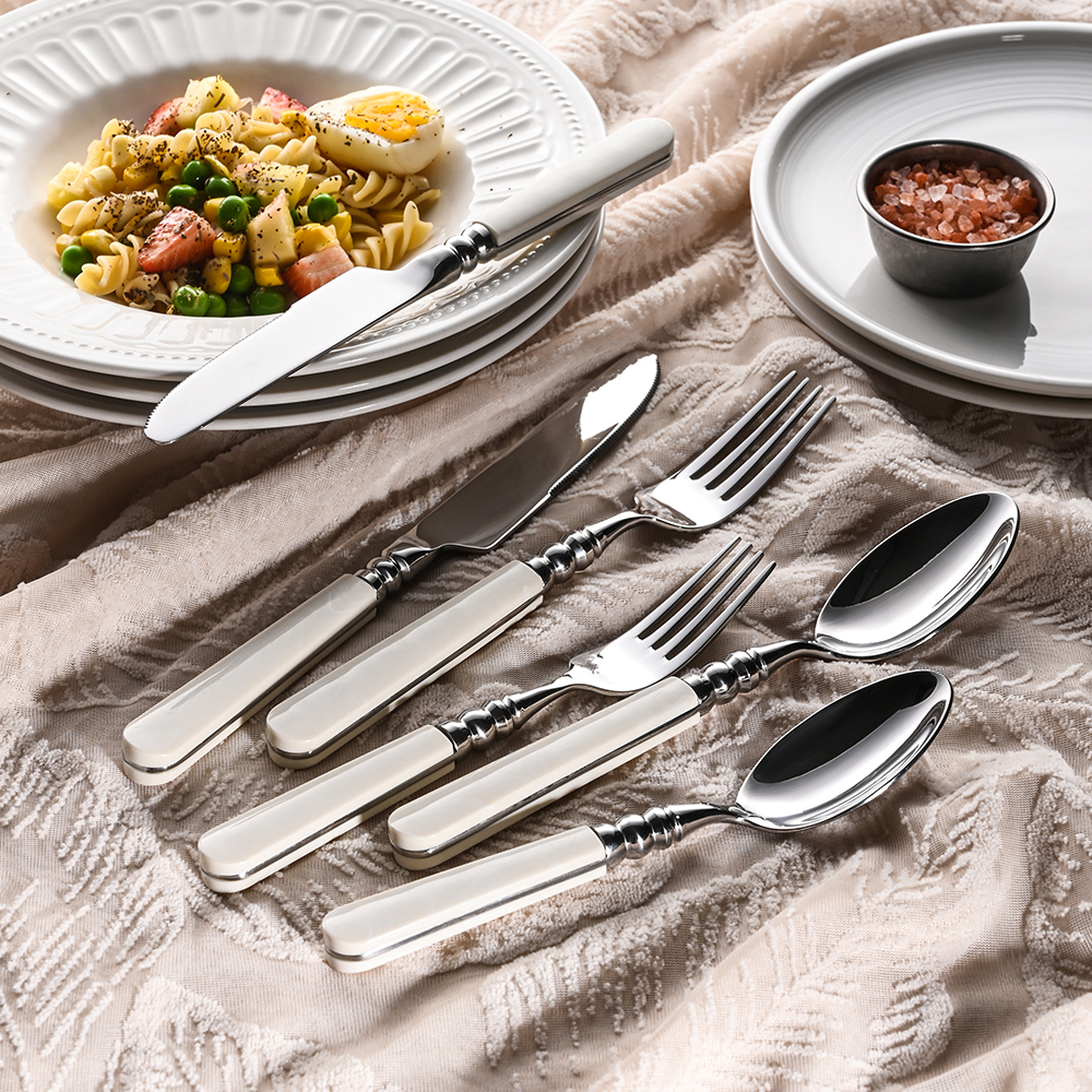 White ABS Handle Stainless Flatware Set（images 2）