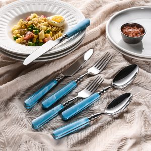 Blue ABS Handle Stainless Flatware Set