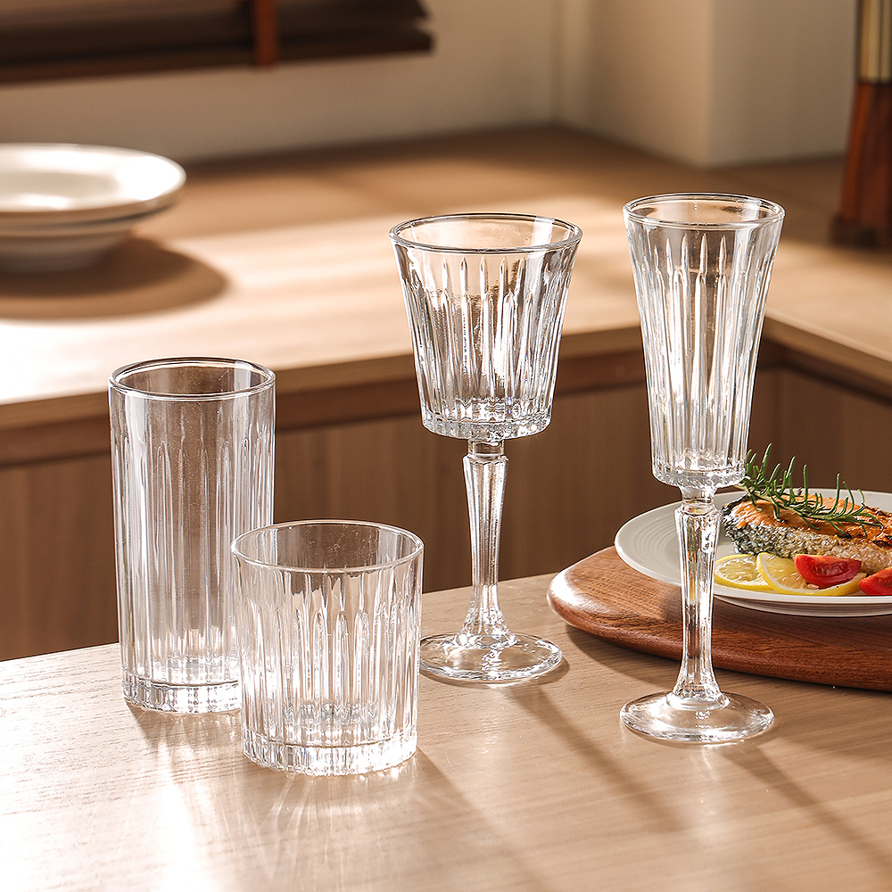 Classic Ribbed Crystal Glassware Set(images 8)