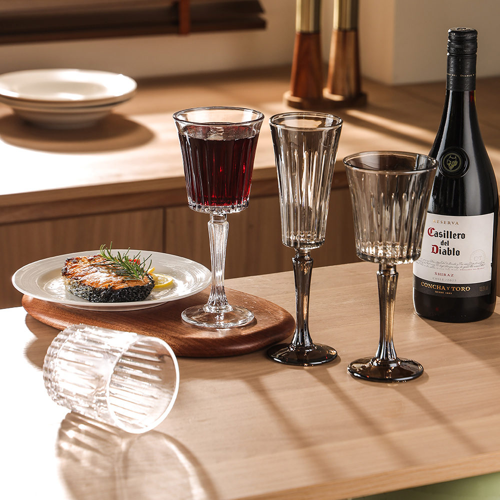 Classic Ribbed Crystal Glassware Set(images 11)