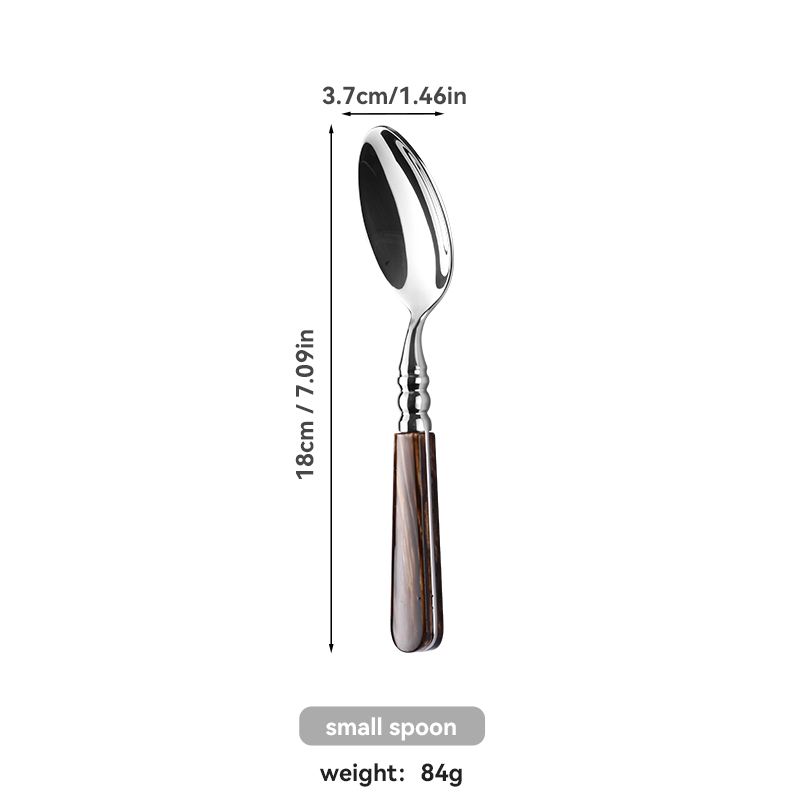 Brown ABS Handle Stainless Flatware Set（images 5）