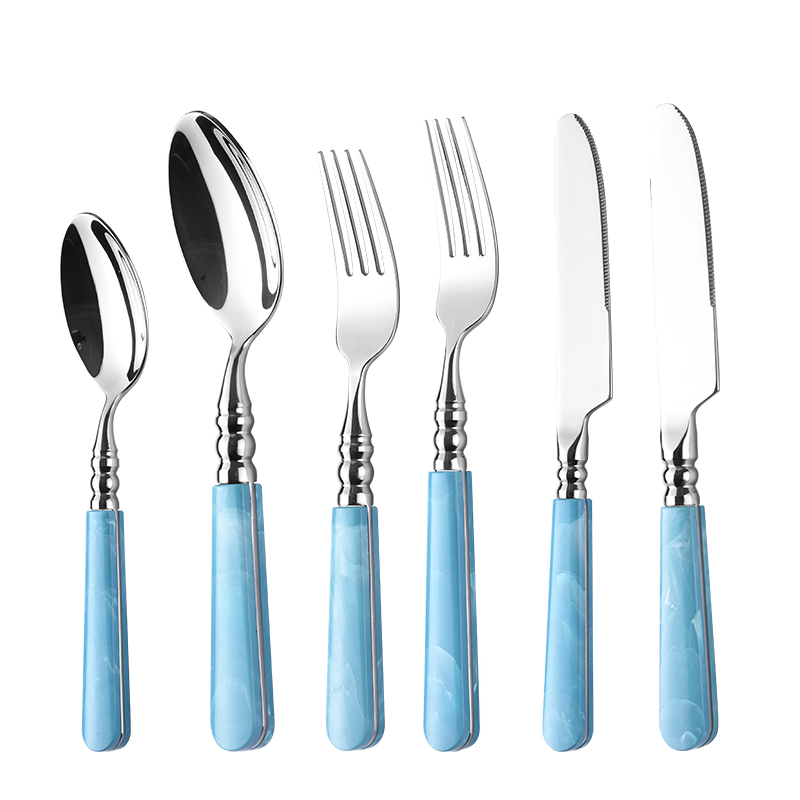 Blue ABS Handle Stainless Flatware Set(images 4)