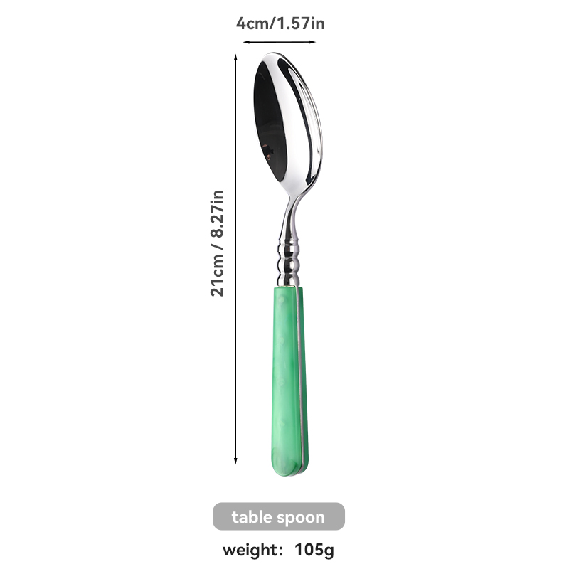 Green ABS Handle Stainless Flatware Set（images 5）
