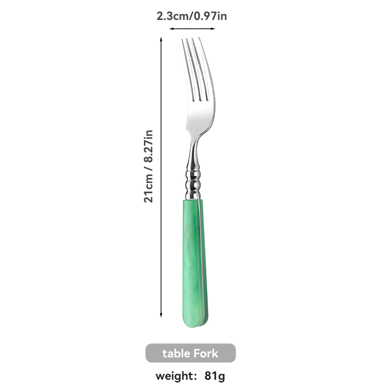 Green ABS Handle Stainless Flatware Set（images 7）