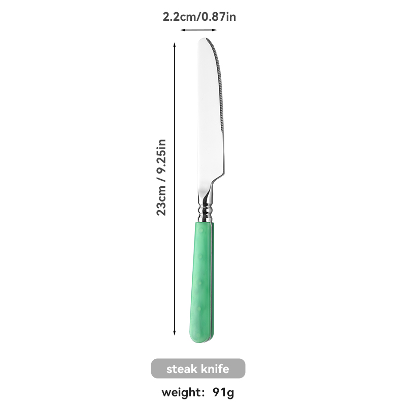 Green ABS Handle Stainless Flatware Set（images 8）