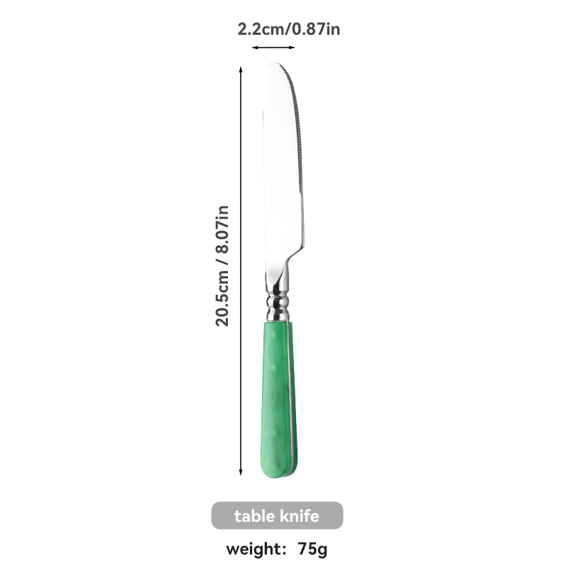 Green ABS Handle Stainless Flatware Set（images 9）