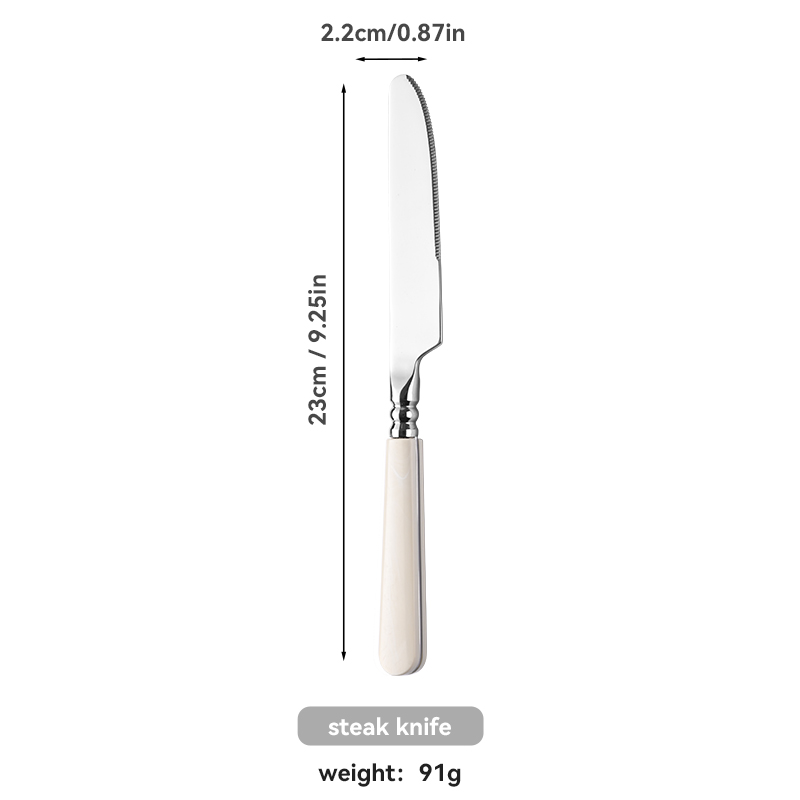 White ABS Handle Stainless Flatware Set（images 9）