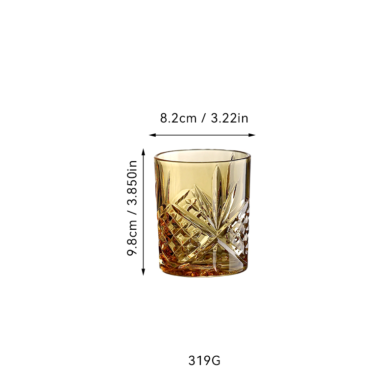 Warm Amber Diamond-Cut Glassware(images 7)