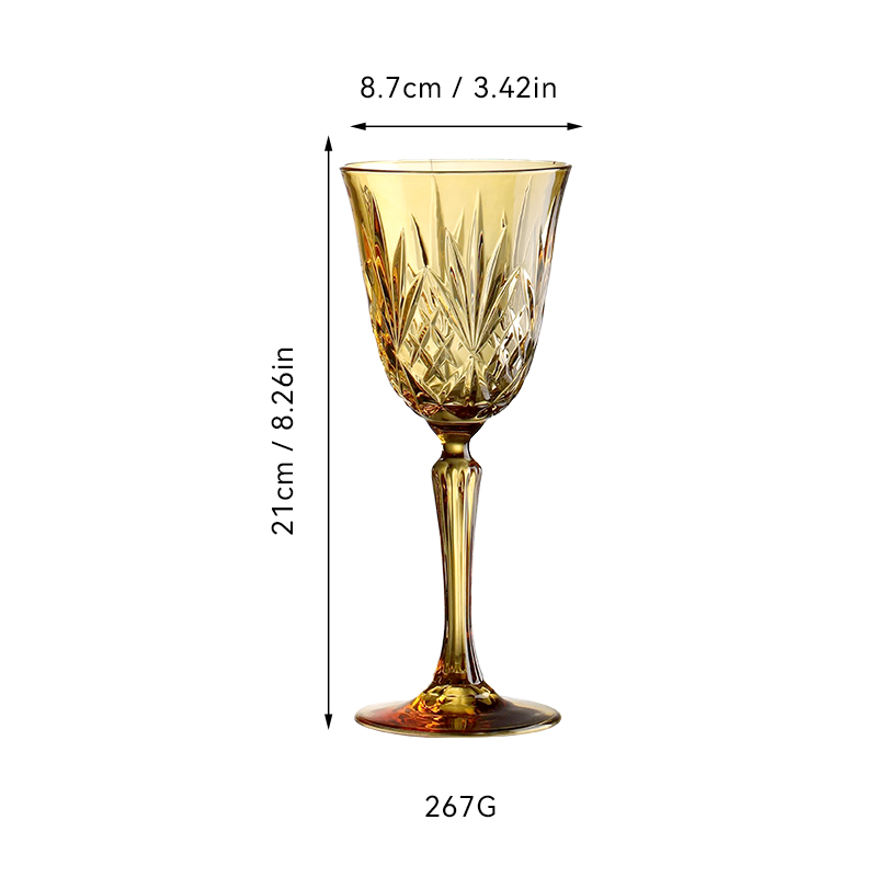 Warm Amber Diamond-Cut Glassware(images 8)