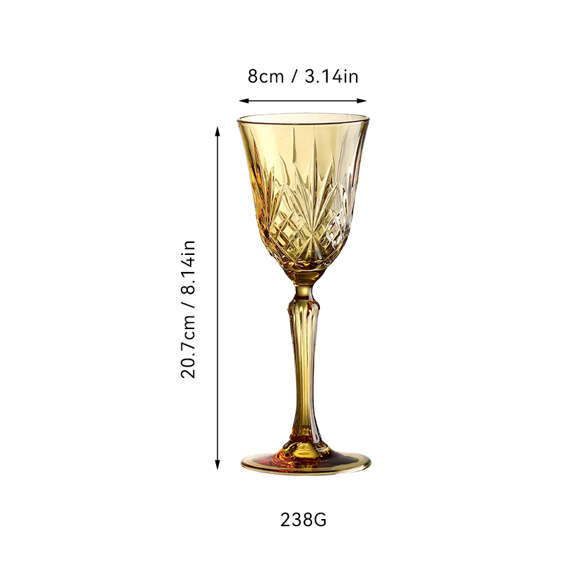 Warm Amber Diamond-Cut Glassware(images 5)