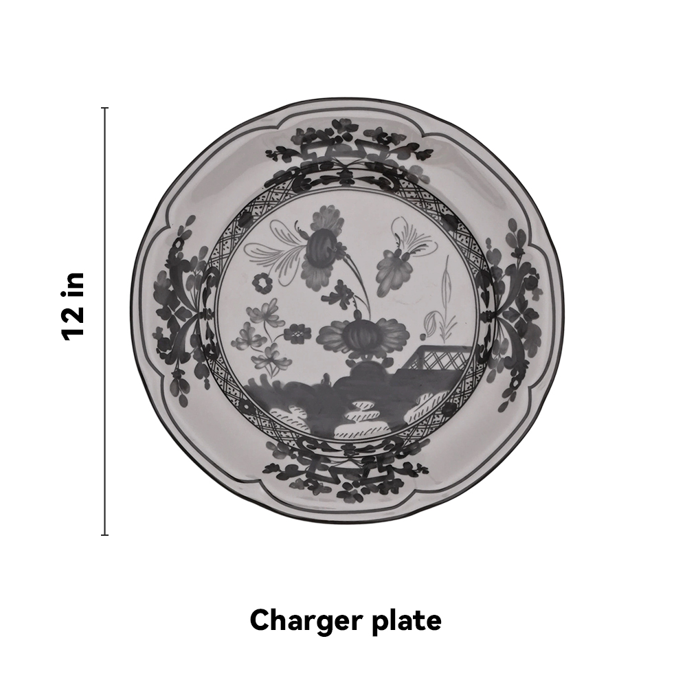 Vintage Garden Floral B&W Charger Plate（images 4）