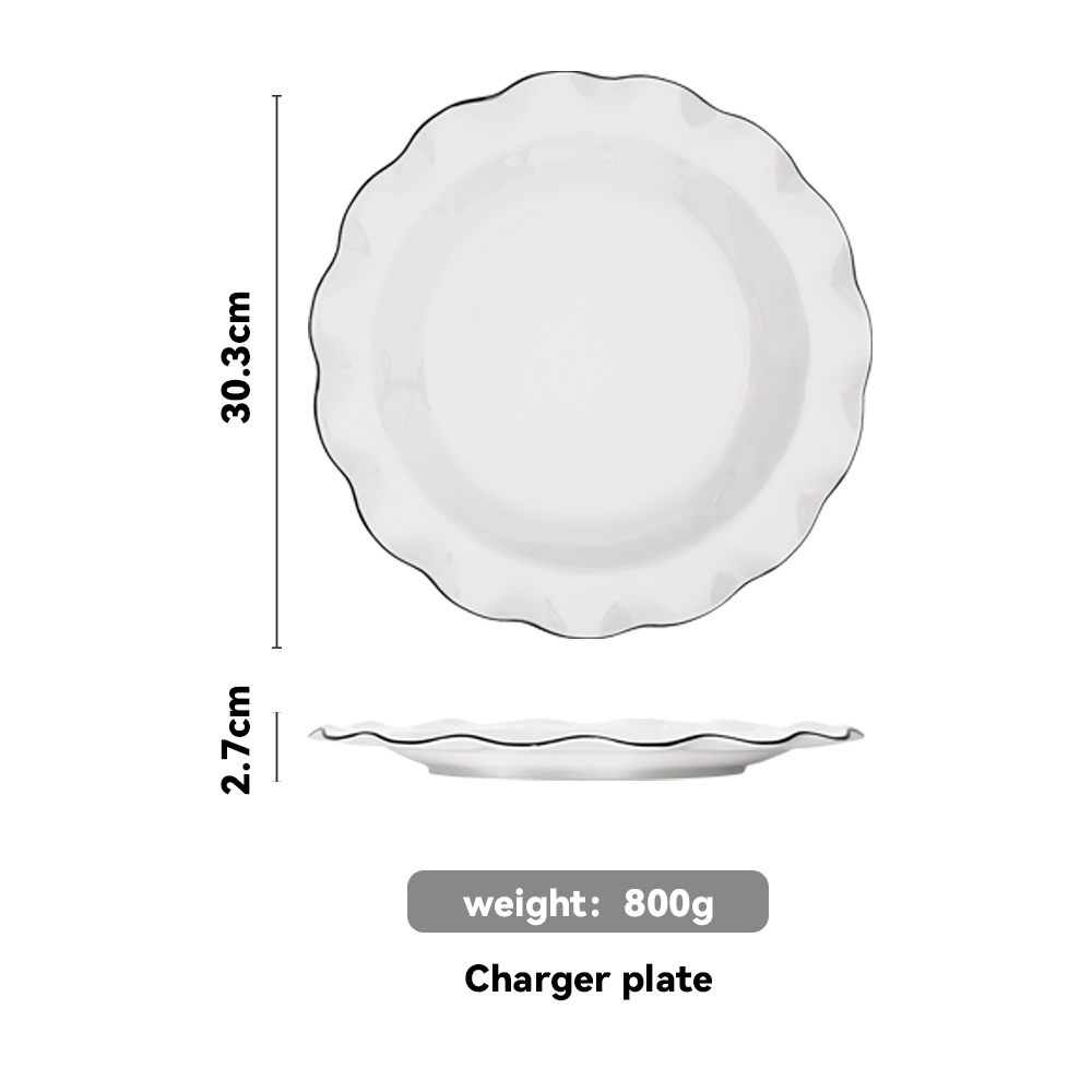 Ruffled Scalloped Black Rim Charger Plate（images 12）