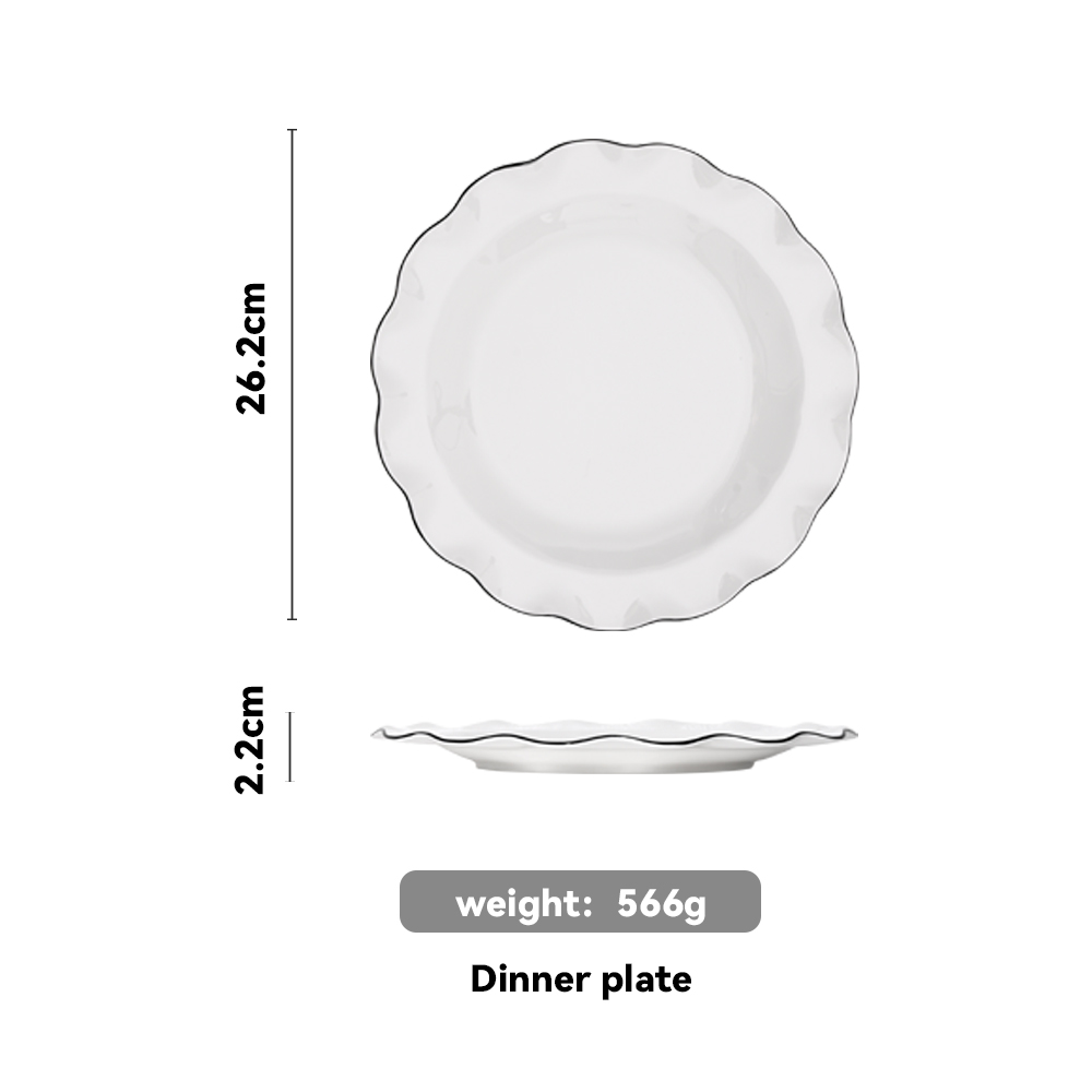 Ruffled Scalloped Black Rim Charger Plate（images 13）