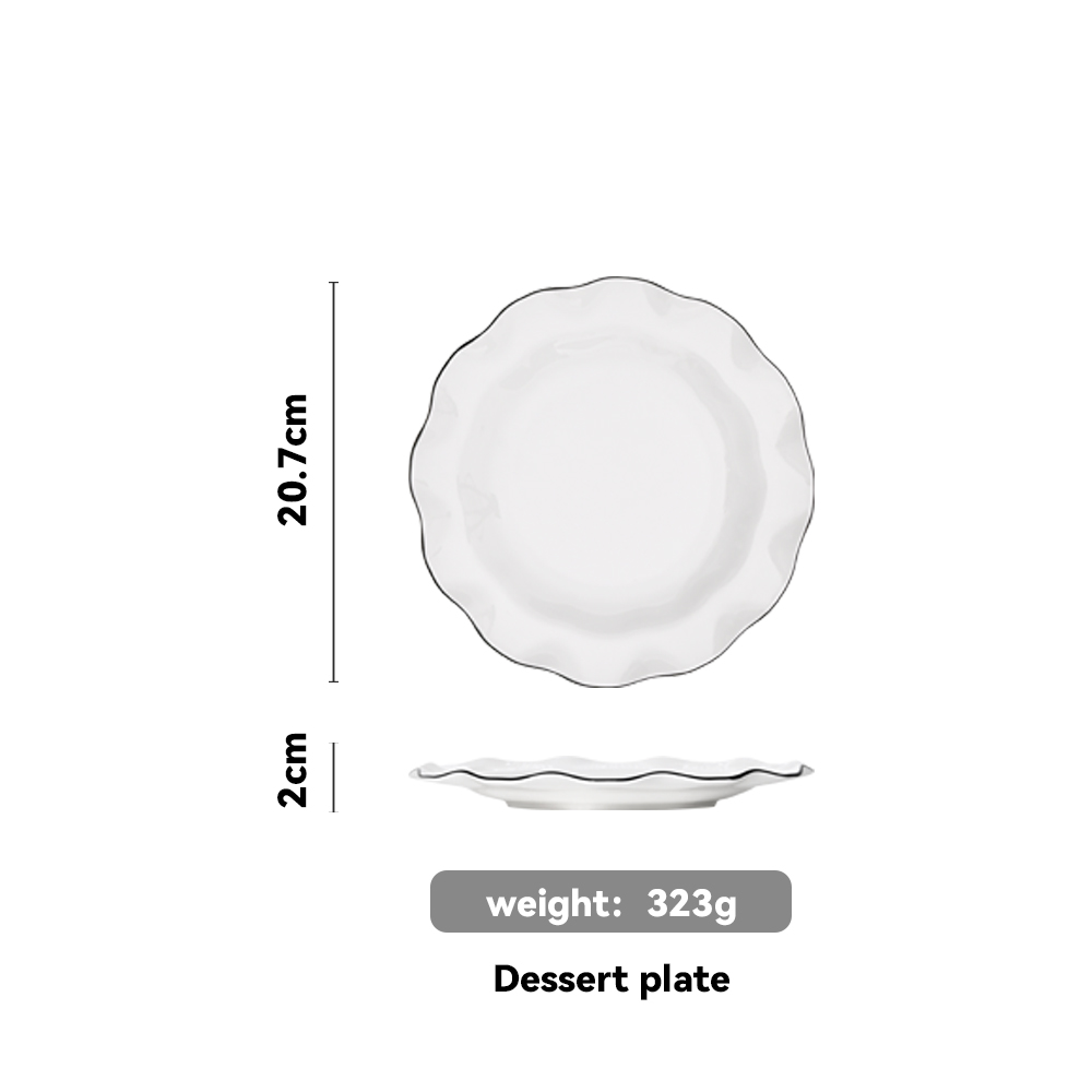 Ruffled Scalloped Black Rim Charger Plate（images 14）