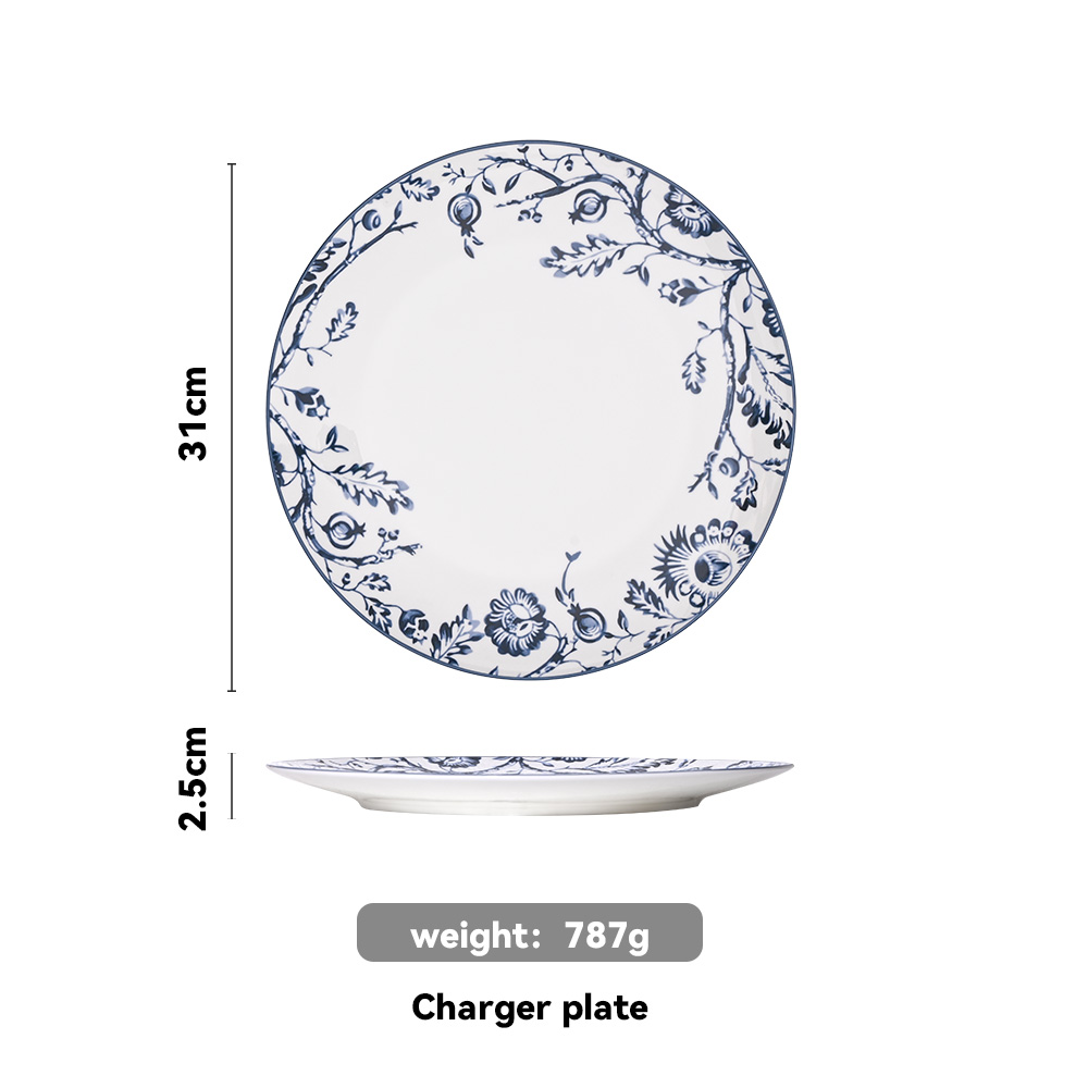 Chinoiserie Indigo Bird Charger Plate（images 6）