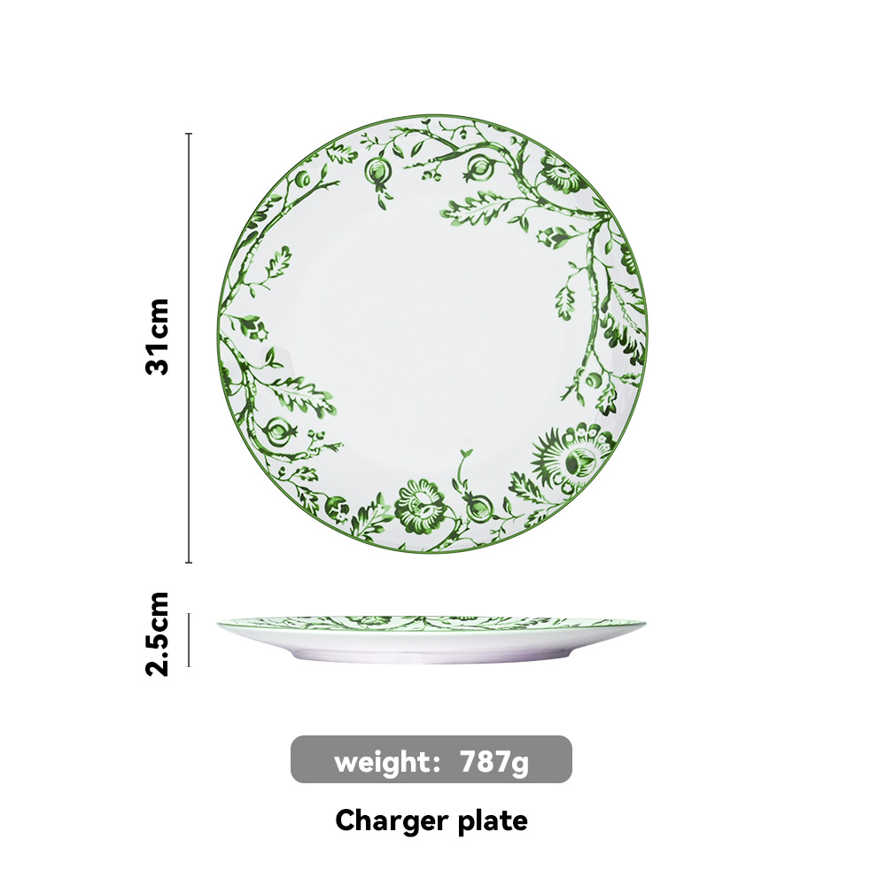 Chinoiserie Green Bird Charger Plate（images 10）