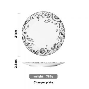 Chinoiserie Charcoal Bird Charger Plate（images 6）