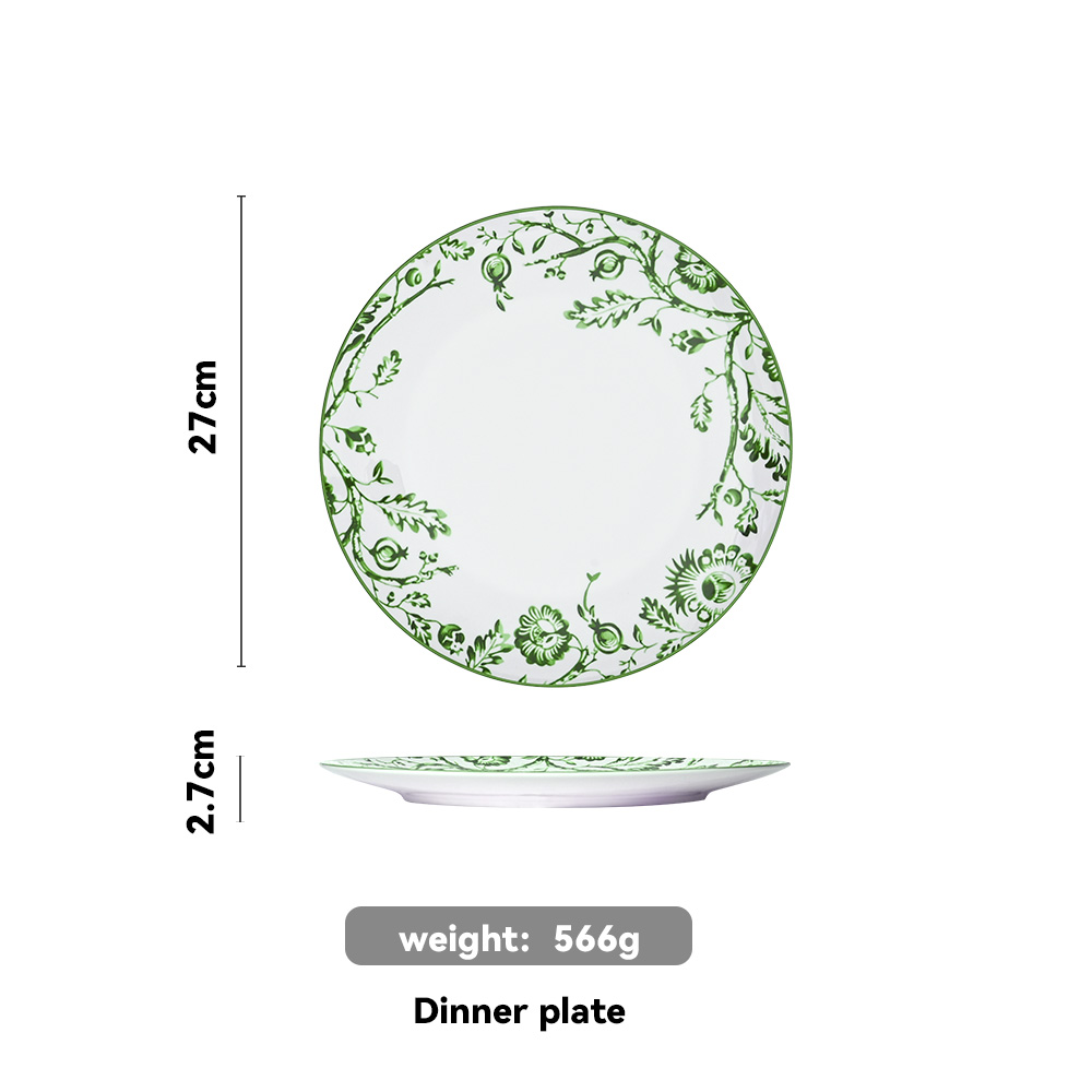 Chinoiserie Green Bird Charger Plate（images 11）