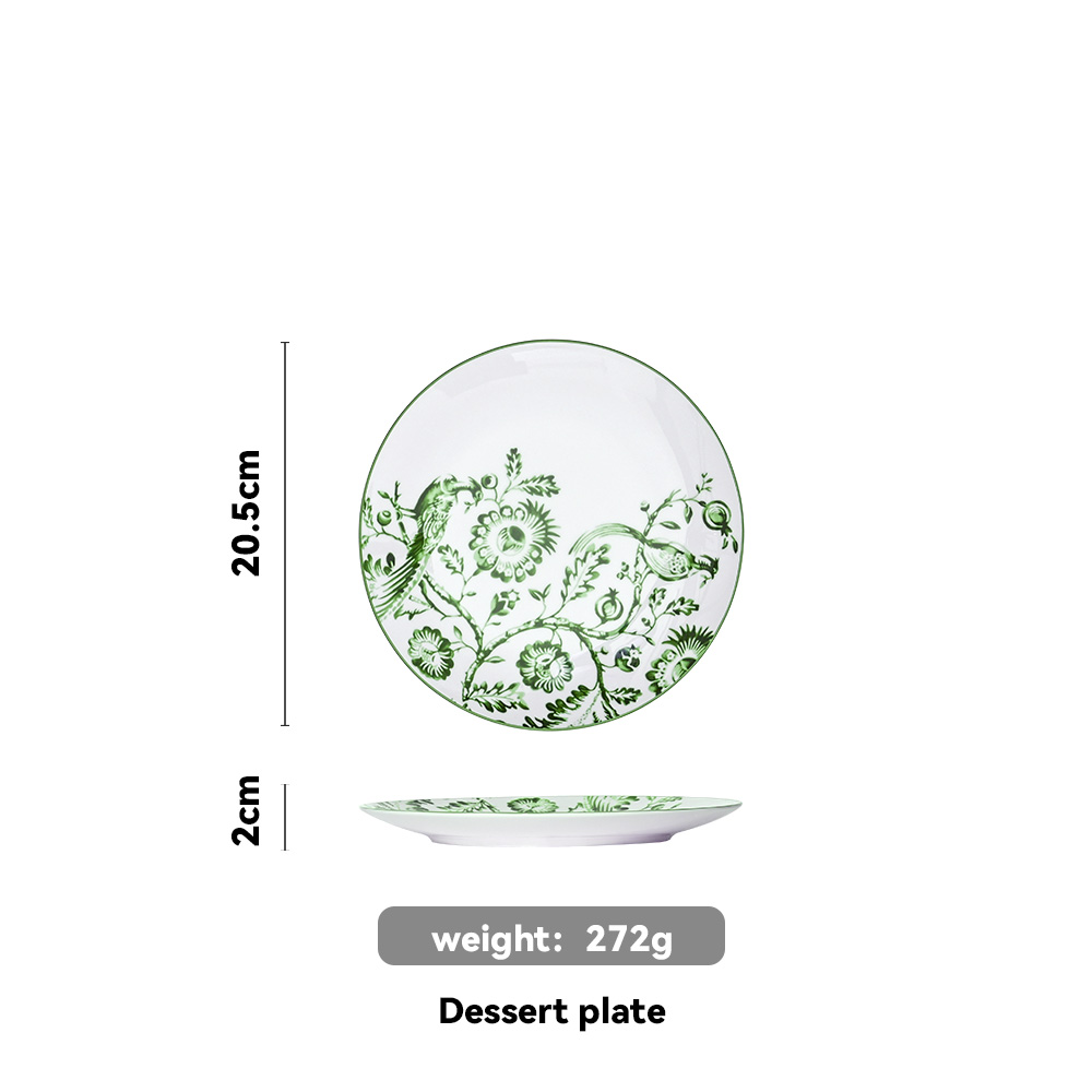 Chinoiserie Green Bird Charger Plate（images 12）