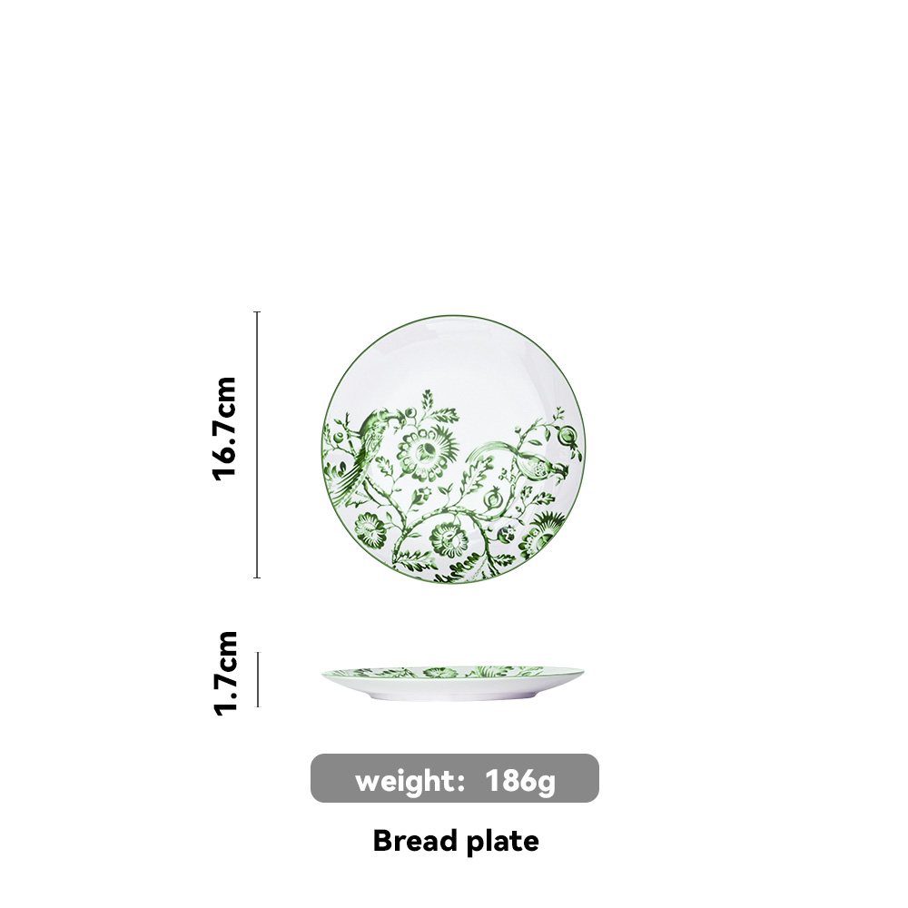 Chinoiserie Green Bird Charger Plate（images 13）